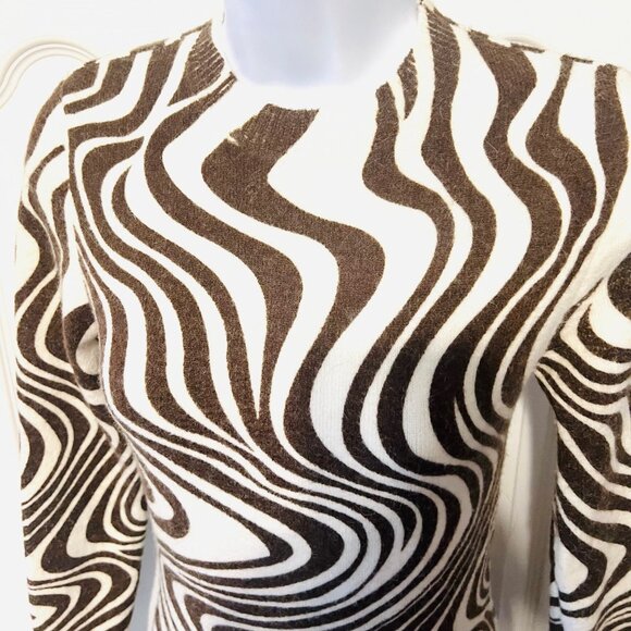 Zara Zebra Print Long Sleeve Fitted Dress-Small-Brown/Winter Wh.-Soft-Pull On - Picture 6 of 14